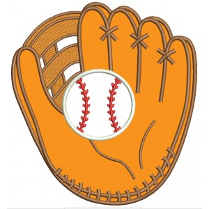 Baseball Mitt (Glove) with a ball Applique Machine Embroidery Digitized Design Pattern